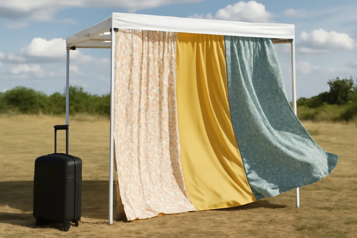 Tende decorative per photobooth: tessuti facili da montare che resistono al vento